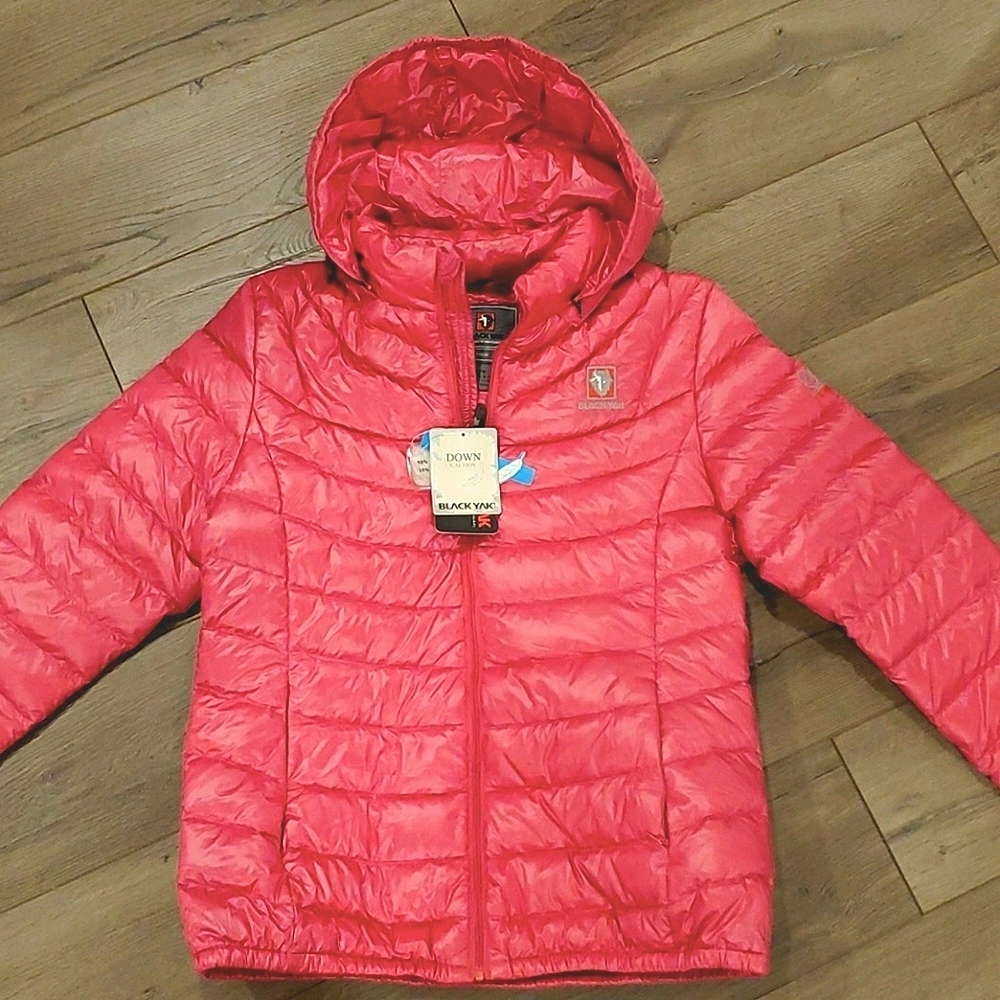 Brand New Black Yak Down Pink Parka